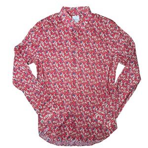 Paul Smith Floral Shirt Mens Medium Red Long Sleeve Button Down Cotton Italy